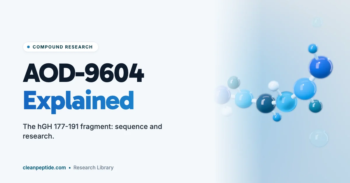 AOD-9604 Explained: hGH 177-191 fragment research graphic with molecular model