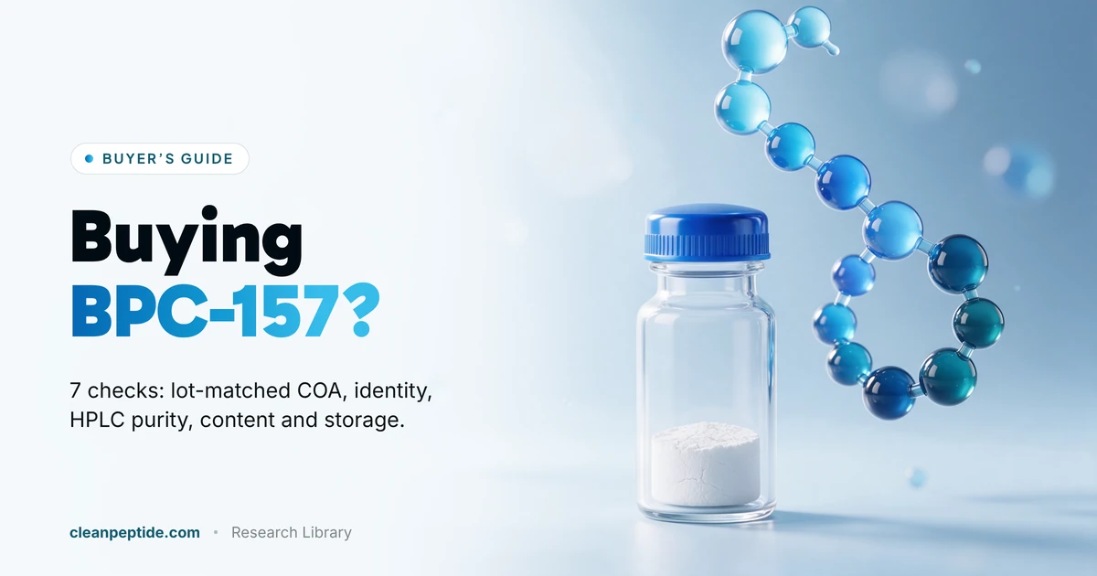 Buying BPC-157 buyer's guide: 7 checks for COA, identity, HPLC purity, content, and storage